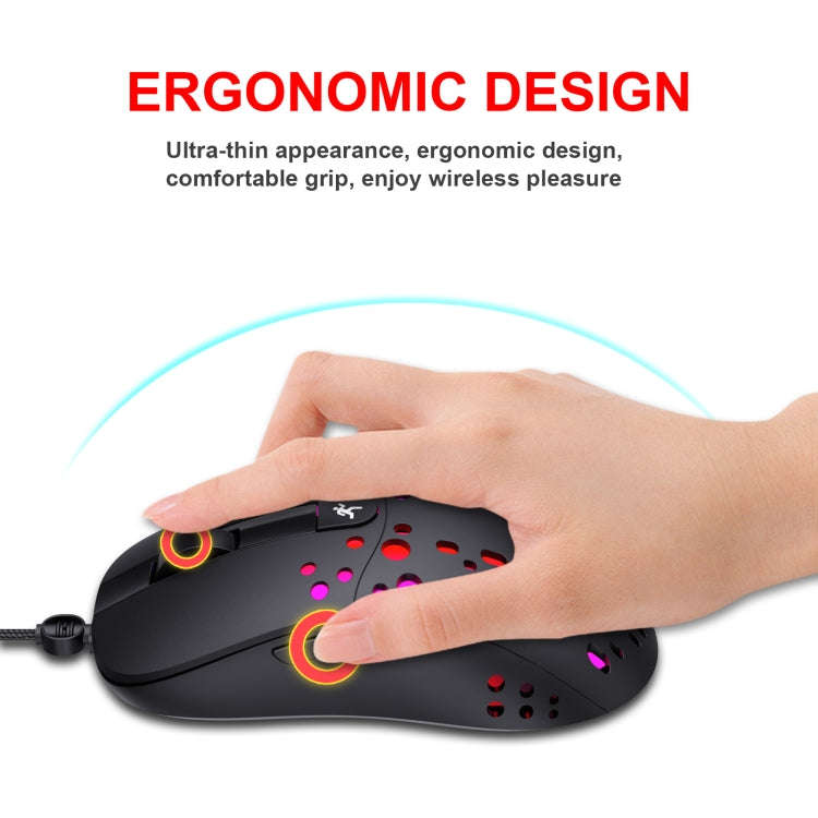 HXSJ A904 RGB Light Macro Programming Mechanical Gaming Wired Mouse(Black)