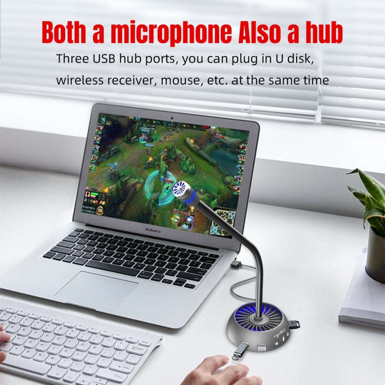 HXSJ F15 USB Anti-interference Matrix Noise Reduction Microphone(Black)