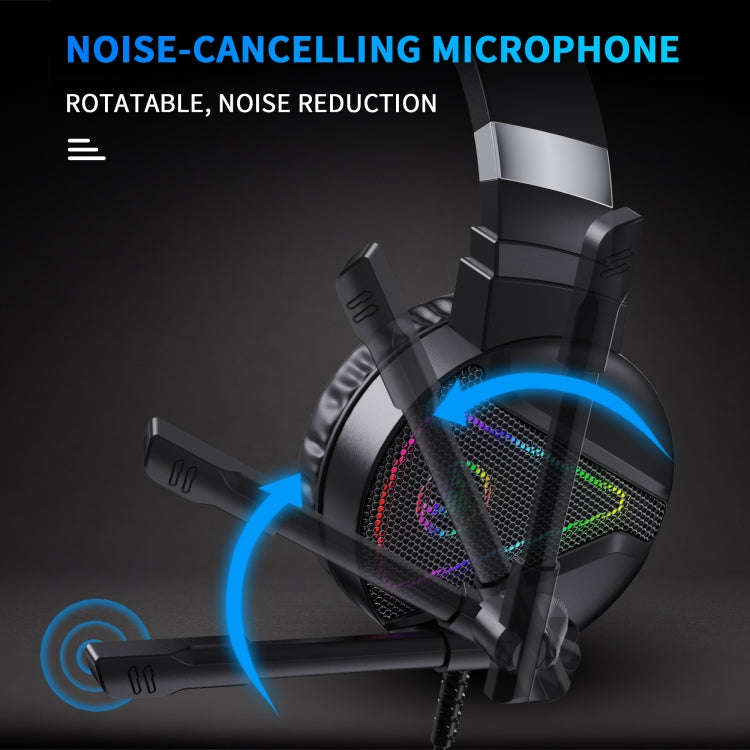 HXSJ F16 3.5mm + USB Port RGB Light Stereo Gaming Headset with Microphone(Black)