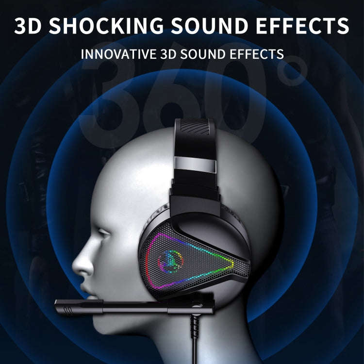 HXSJ F16 3.5mm + USB Port RGB Light Stereo Gaming Headset with Microphone(Black)