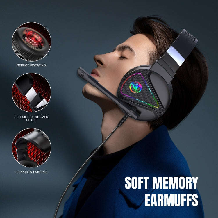 HXSJ F16 3.5mm + USB Port RGB Light Stereo Gaming Headset with Microphone(Black)