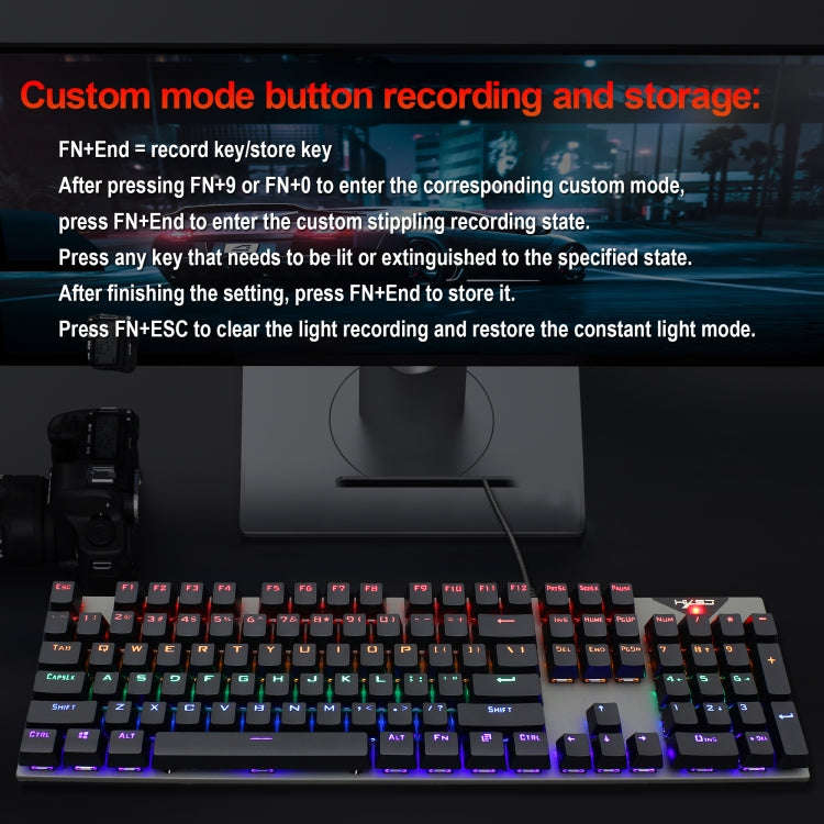 HXSJ L300 104 Keys USB Port LED Lighting Wired Mechanical Keyboard(Black)
