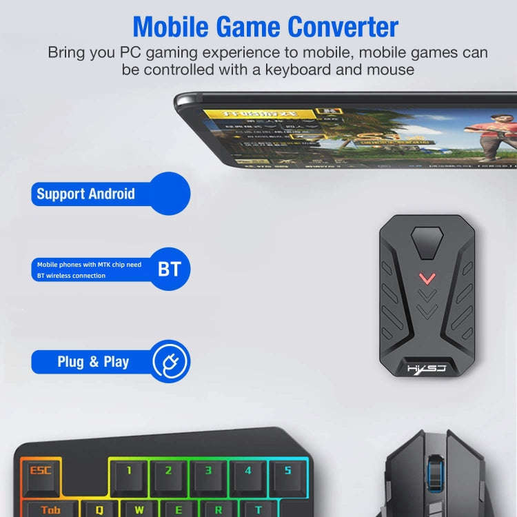 HXSJ P8 Mobile Phone Keyboard Mouse Converter for Android System(Black)