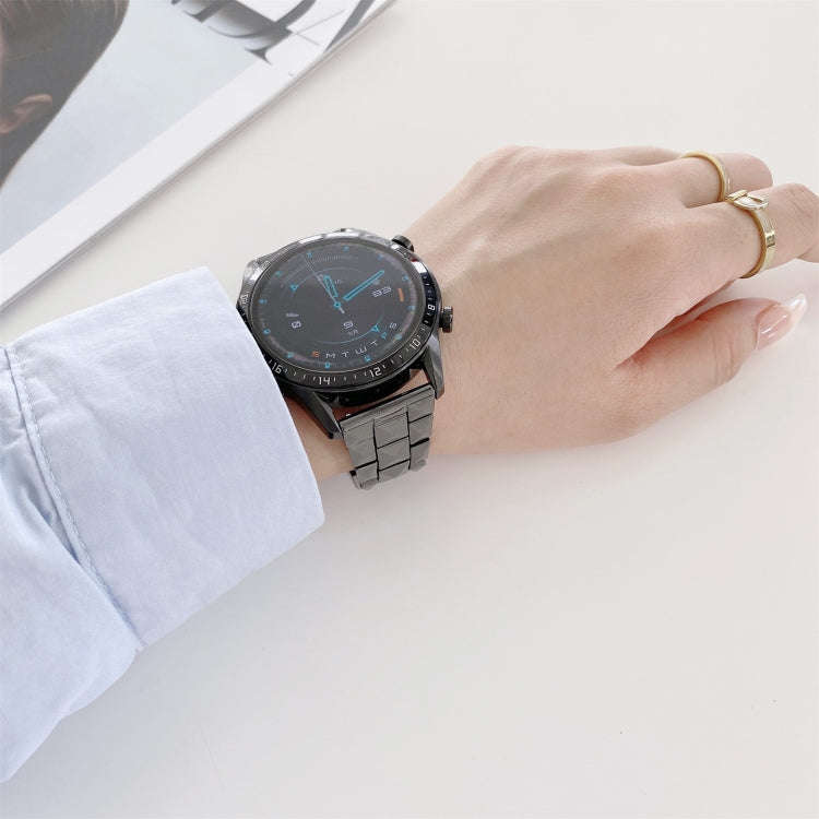 22mm Universal Rhombic Grid Ceramics Watch Band(Black)