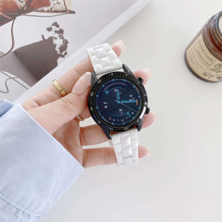 22mm Universal Rhombic Grid Ceramics Watch Band(White)