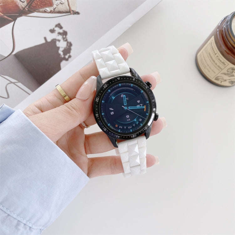 22mm Universal Rhombic Grid Ceramics Watch Band(White)