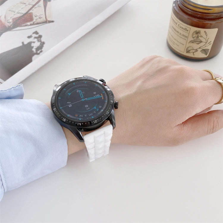 22mm Universal Rhombic Grid Ceramics Watch Band(White)