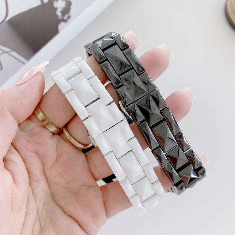 22mm Universal Rhombic Grid Ceramics Watch Band(White)