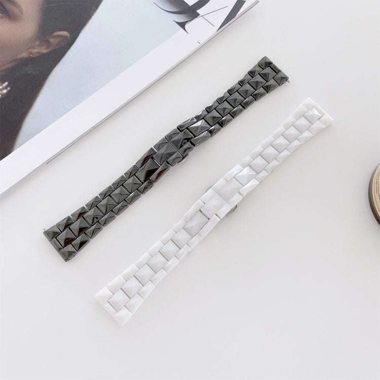 22mm Universal Rhombic Grid Ceramics Watch Band(White)