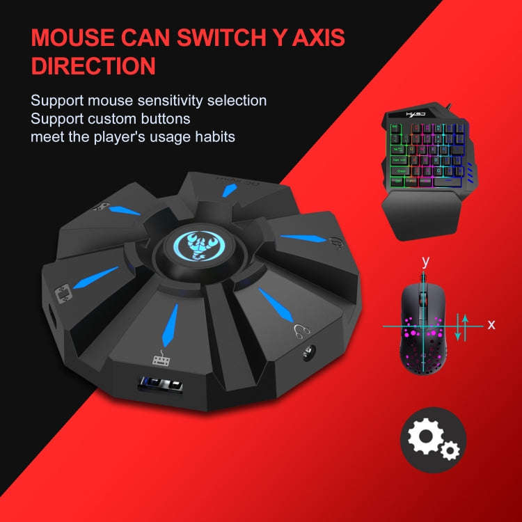 HXSJ P9 Portable Keyboard Mouse Converter for PS4 / Xbox One / PS3 / Xbox 360 / N-Switch(Black)
