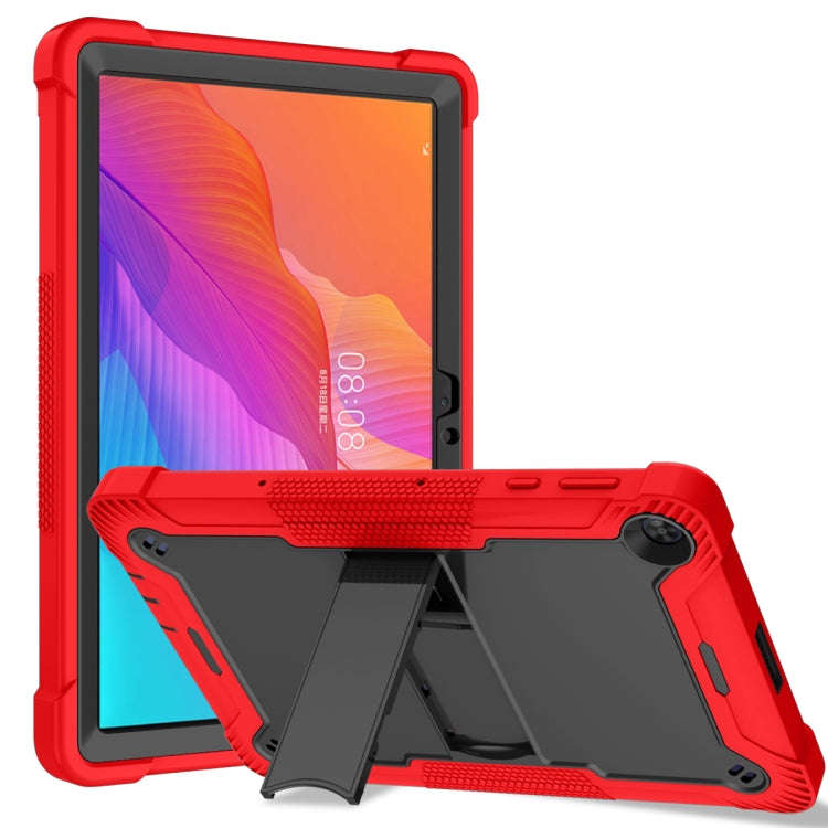 For Huawei MatePad T 10s / 10 Silicone + PC Shockproof Protective Case with Holder(Red + Black)