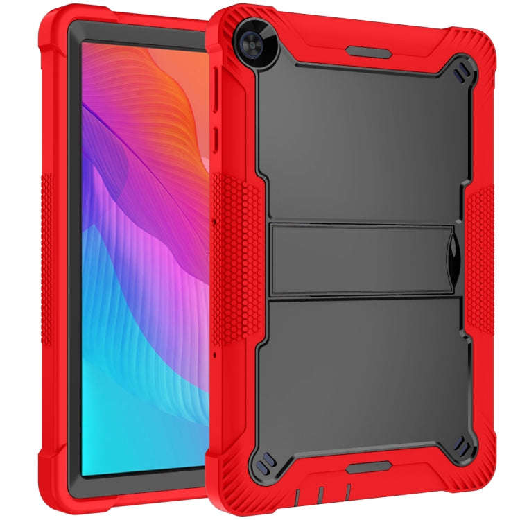 For Huawei MatePad T 10s / 10 Silicone + PC Shockproof Protective Case with Holder(Red + Black)