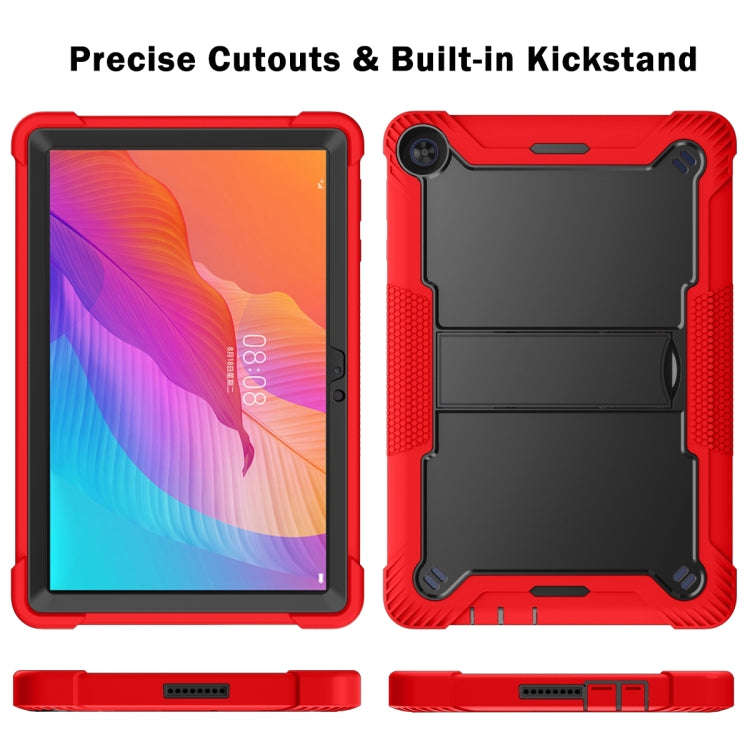 For Huawei MatePad T 10s / 10 Silicone + PC Shockproof Protective Case with Holder(Red + Black)