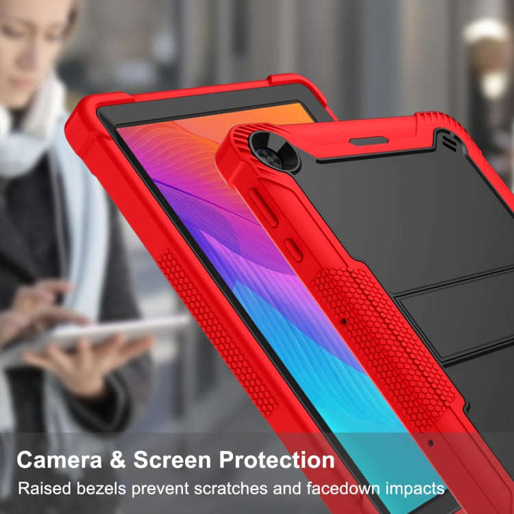 For Huawei MatePad T 10s / 10 Silicone + PC Shockproof Protective Case with Holder(Red + Black)