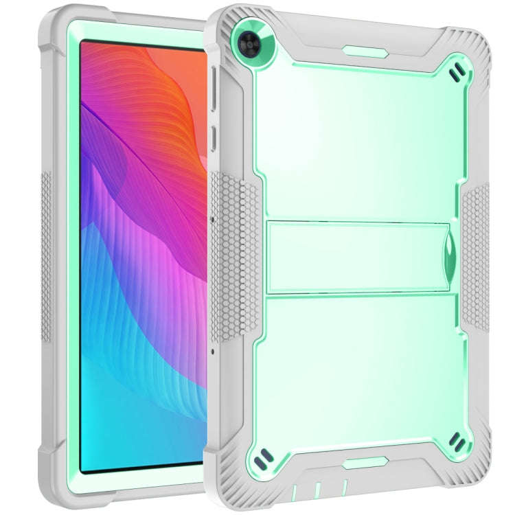 For Huawei MatePad T 10s / 10 Silicone + PC Shockproof Protective Case with Holder(Gray + Green)