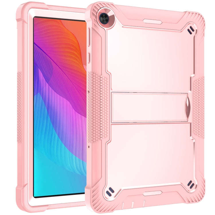 For Huawei MatePad T 10s / 10 Silicone + PC Shockproof Protective Case with Holder(Rose Gold)