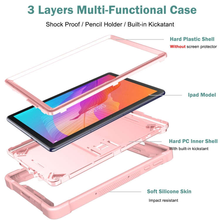 For Huawei MatePad T 10s / 10 Silicone + PC Shockproof Protective Case with Holder(Rose Gold)