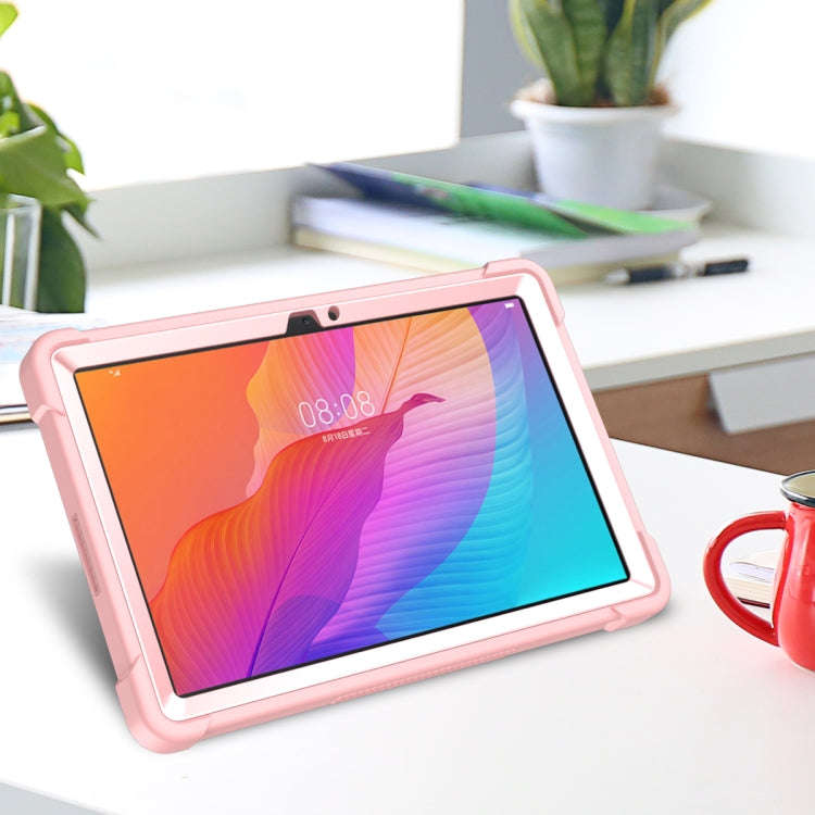 For Huawei MatePad T 10s / 10 Silicone + PC Shockproof Protective Case with Holder(Rose Gold)