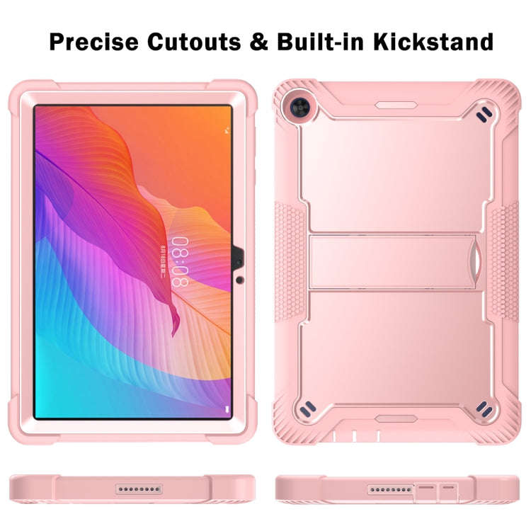 For Huawei MatePad T 10s / 10 Silicone + PC Shockproof Protective Case with Holder(Rose Gold)