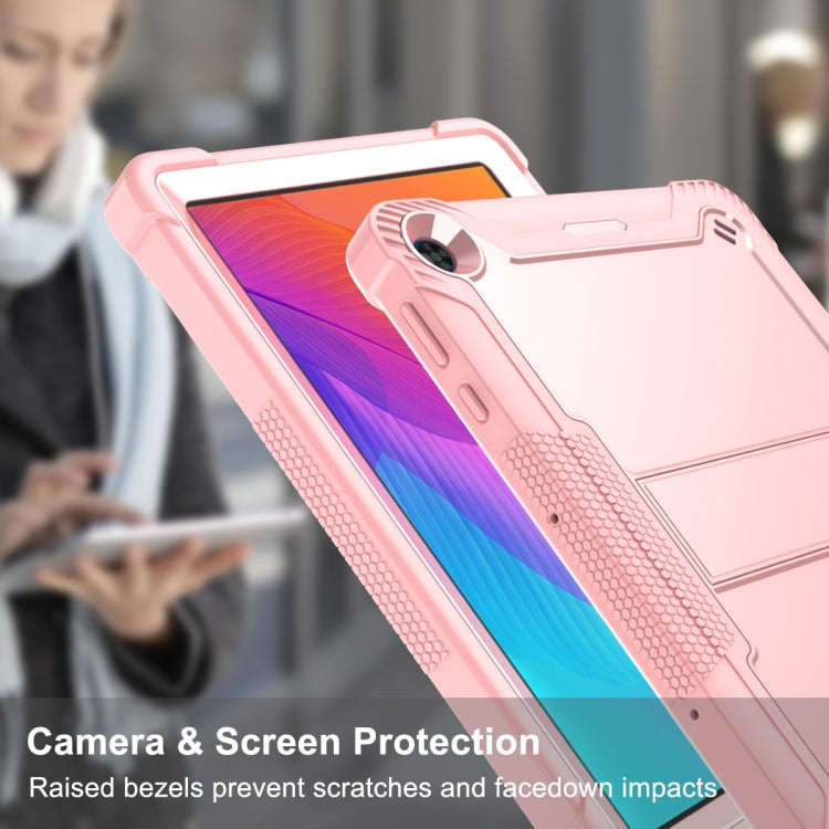 For Huawei MatePad T 10s / 10 Silicone + PC Shockproof Protective Case with Holder(Rose Gold)
