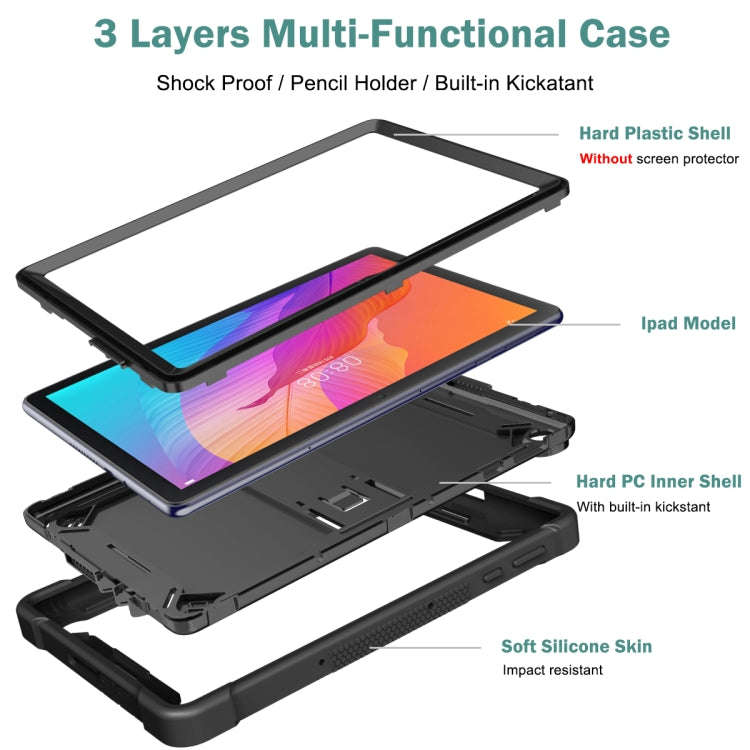 For Huawei MatePad T 10s / 10 Silicone + PC Shockproof Protective Case with Holder(Black)