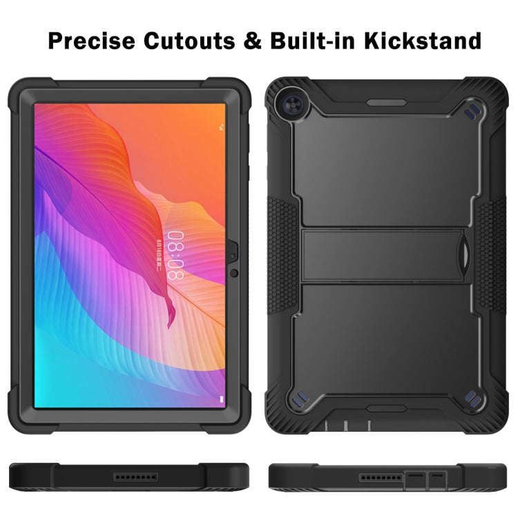 For Huawei MatePad T 10s / 10 Silicone + PC Shockproof Protective Case with Holder(Black)