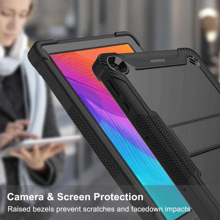 For Huawei MatePad T 10s / 10 Silicone + PC Shockproof Protective Case with Holder(Black)