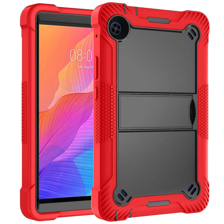 For Huawei MatePad T8 Silicone + PC Shockproof Protective Case with Holder(Red + Black)