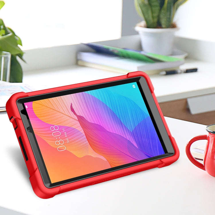 For Huawei MatePad T8 Silicone + PC Shockproof Protective Case with Holder(Red + Black)
