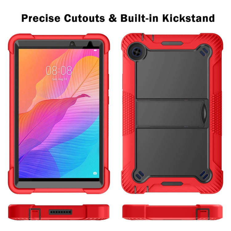 For Huawei MatePad T8 Silicone + PC Shockproof Protective Case with Holder(Red + Black)