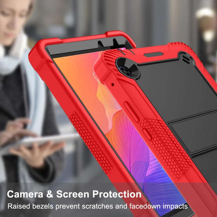 For Huawei MatePad T8 Silicone + PC Shockproof Protective Case with Holder(Red + Black)