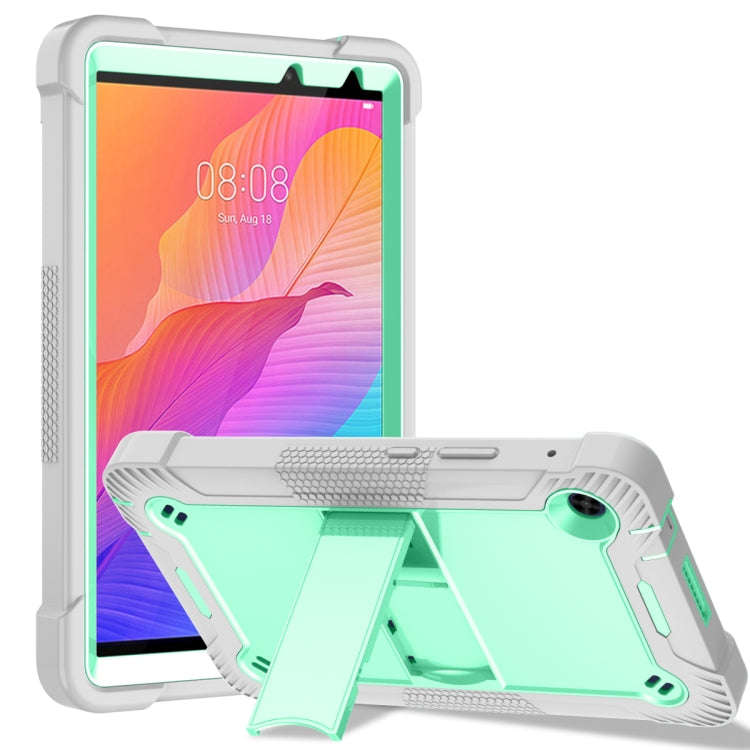For Huawei MatePad T8 Silicone + PC Shockproof Protective Case with Holder(Gray + Green)