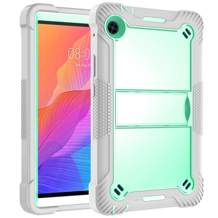 For Huawei MatePad T8 Silicone + PC Shockproof Protective Case with Holder(Gray + Green)