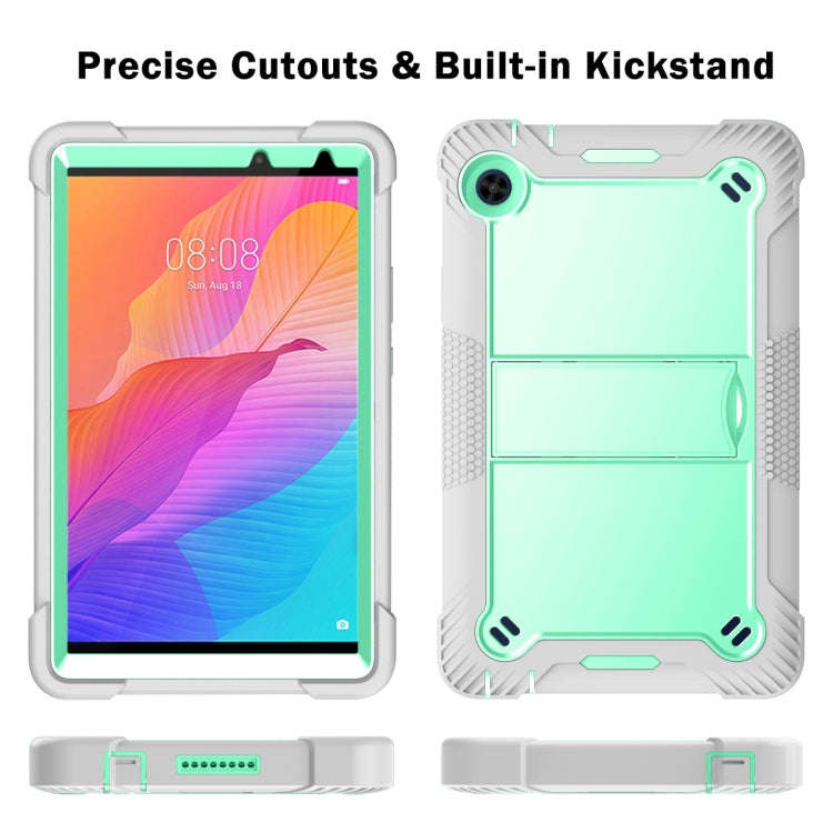 For Huawei MatePad T8 Silicone + PC Shockproof Protective Case with Holder(Gray + Green)