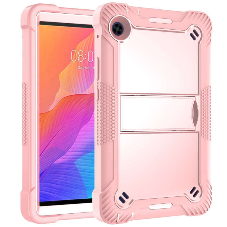 For Huawei MatePad T8 Silicone + PC Shockproof Protective Case with Holder(Rose Gold)