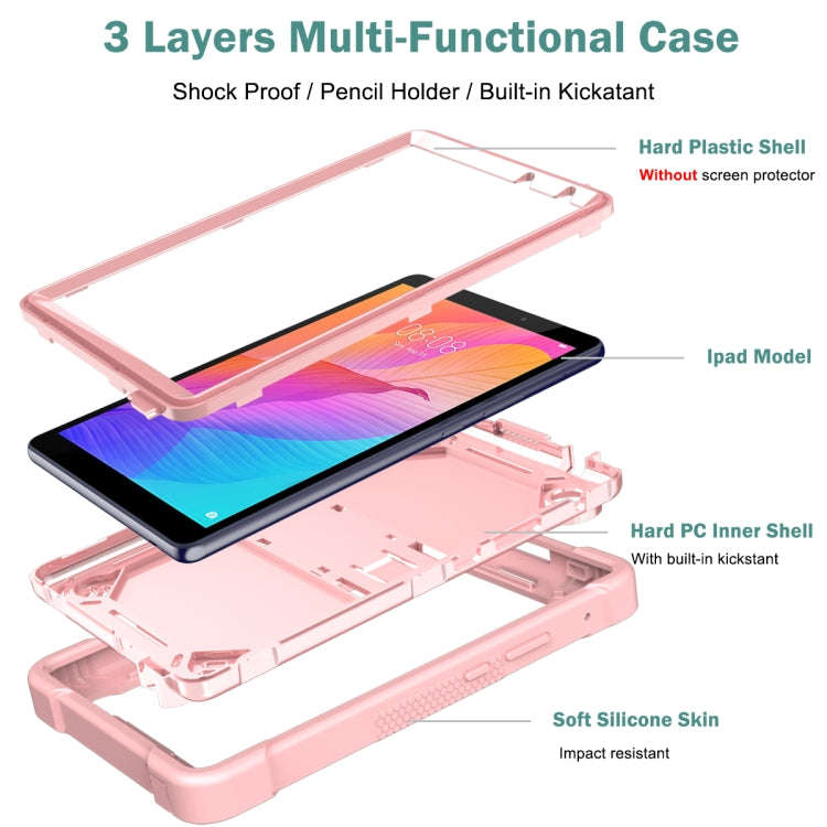 For Huawei MatePad T8 Silicone + PC Shockproof Protective Case with Holder(Rose Gold)
