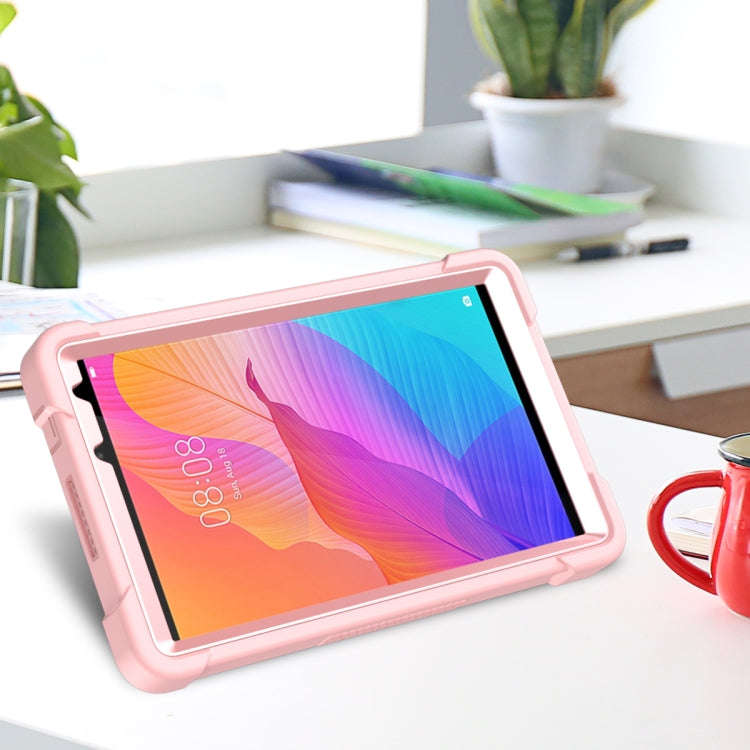 For Huawei MatePad T8 Silicone + PC Shockproof Protective Case with Holder(Rose Gold)