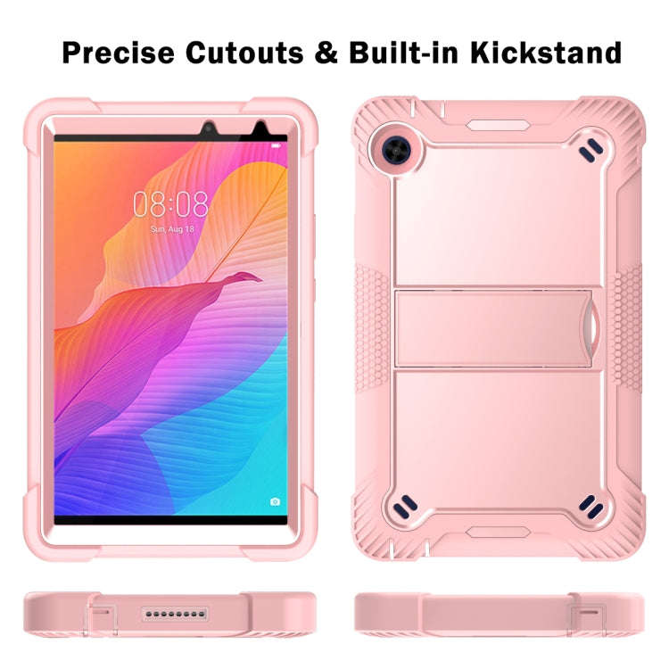 For Huawei MatePad T8 Silicone + PC Shockproof Protective Case with Holder(Rose Gold)