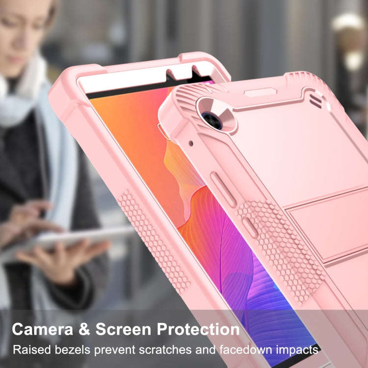 For Huawei MatePad T8 Silicone + PC Shockproof Protective Case with Holder(Rose Gold)