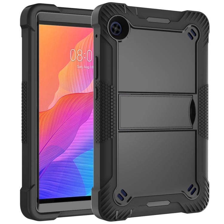 For Huawei MatePad T8 Silicone + PC Shockproof Protective Case with Holder(Black)