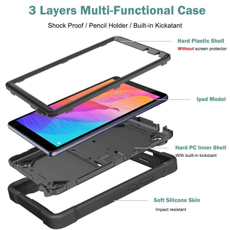 For Huawei MatePad T8 Silicone + PC Shockproof Protective Case with Holder(Black)