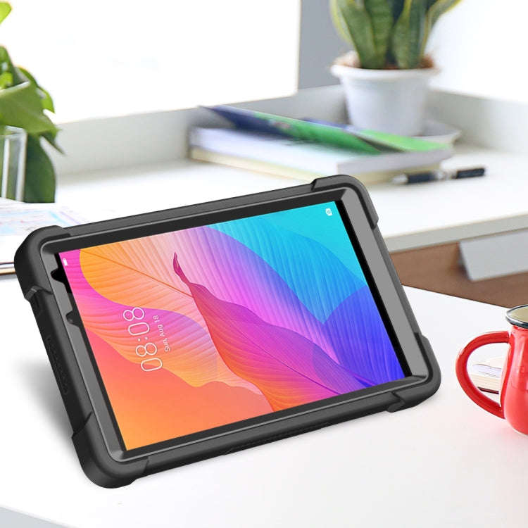 For Huawei MatePad T8 Silicone + PC Shockproof Protective Case with Holder(Black)