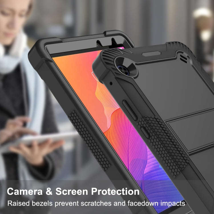 For Huawei MatePad T8 Silicone + PC Shockproof Protective Case with Holder(Black)