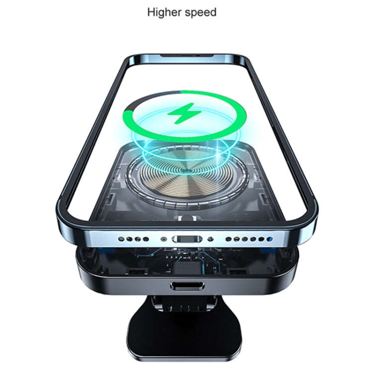 adj-987 15W Magsafe Magnetic Car Air Outlet Wireless Charger with LED Indicator(Black)