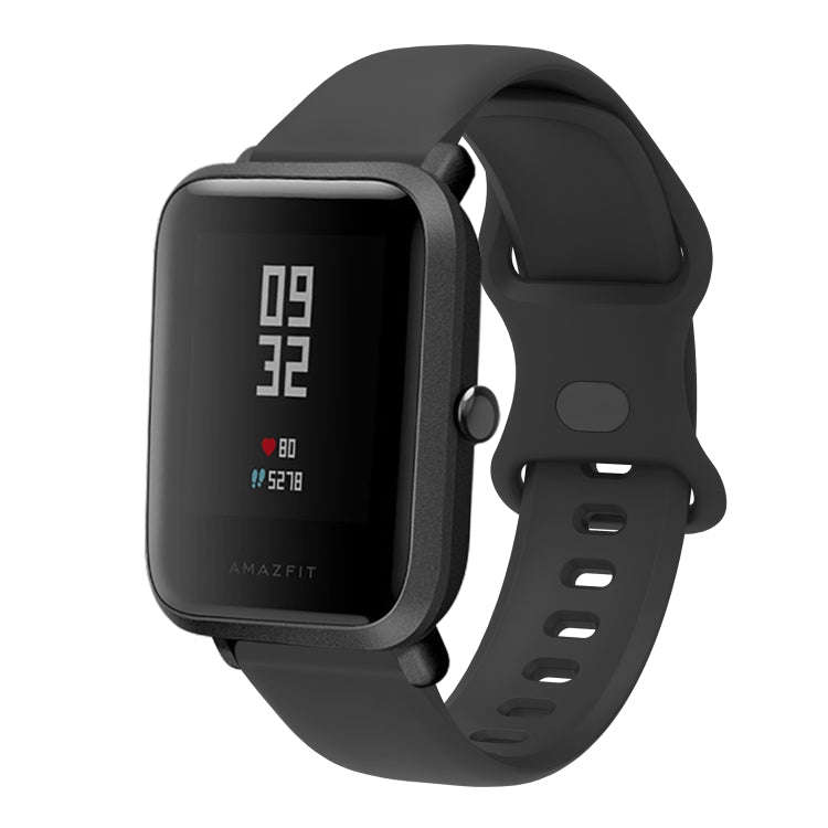 20mm For Amazfit GTS 2e Butterfly Buckle Silicone Watch Band(Black)