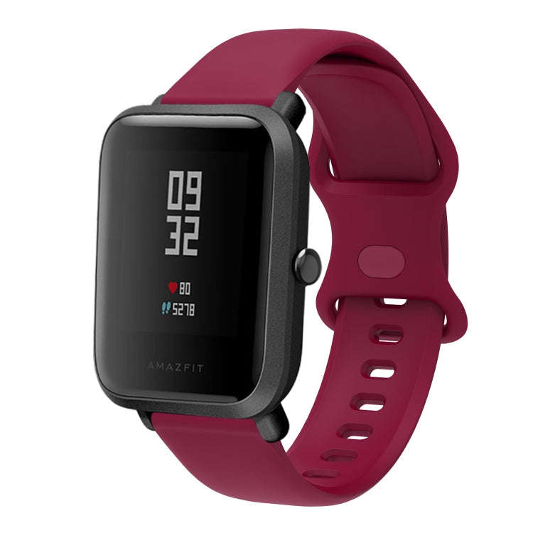 20mm For Amazfit GTS 2e Butterfly Buckle Silicone Watch Band(Wine Red)