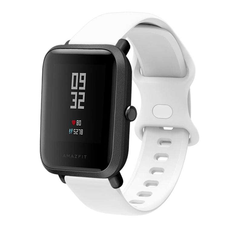 22mm For Amazfit GTS 2e Butterfly Buckle Silicone Watch Band(White)