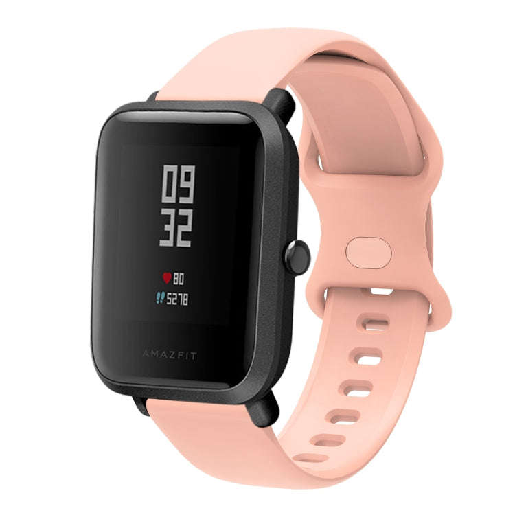 22mm For Amazfit GTS 2e Butterfly Buckle Silicone Watch Band(Pink)