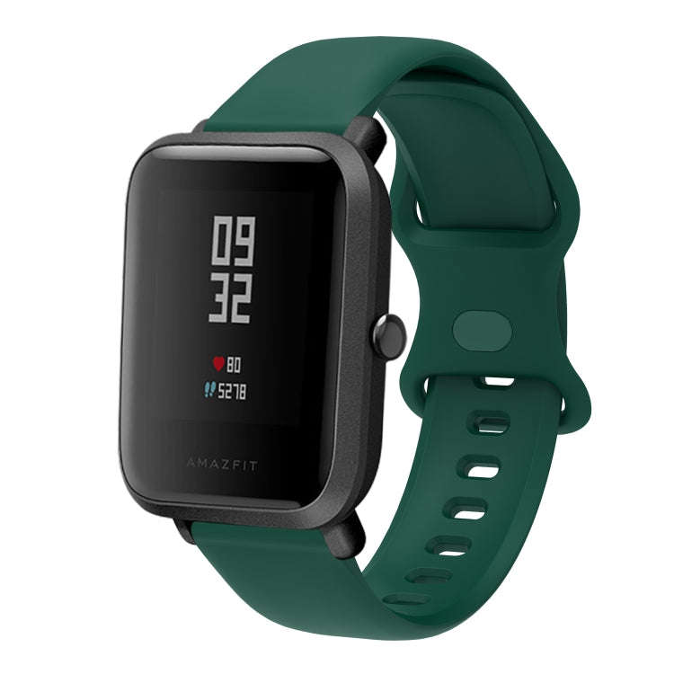 22mm For Amazfit GTS 2e Butterfly Buckle Silicone Watch Band(Army Green)