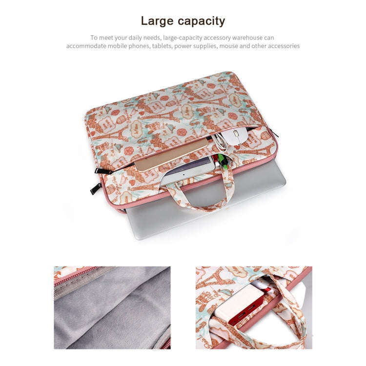 ST01DZ Lightweight Canvas Printed Laptop Bag, Size:13.3 inch(Flower Pink)